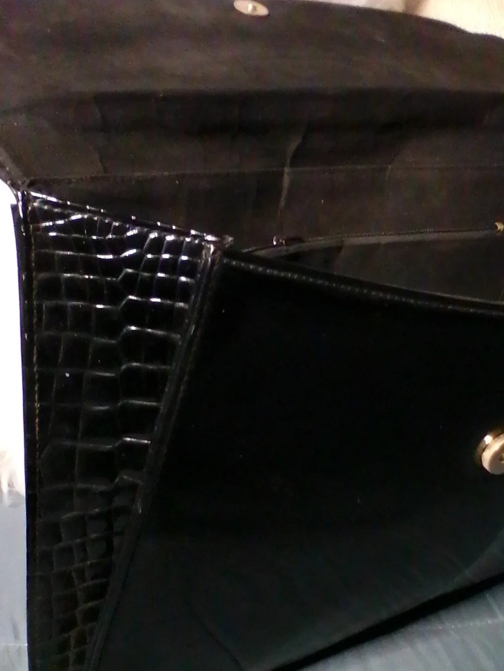 Vintage Black Large Patent Leather Document Clutch